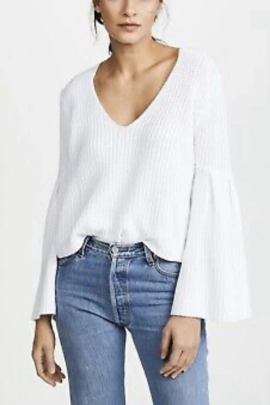 Free People Y2K cotton Damsel Bell Sleeve Cropped Oversized Size XS A011018